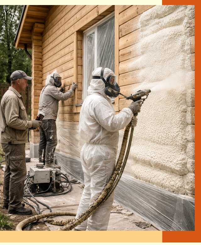 Утепление дома из бруса ППУ в Северске от 4002 руб/м2 под ключ | ТепломастерСвк