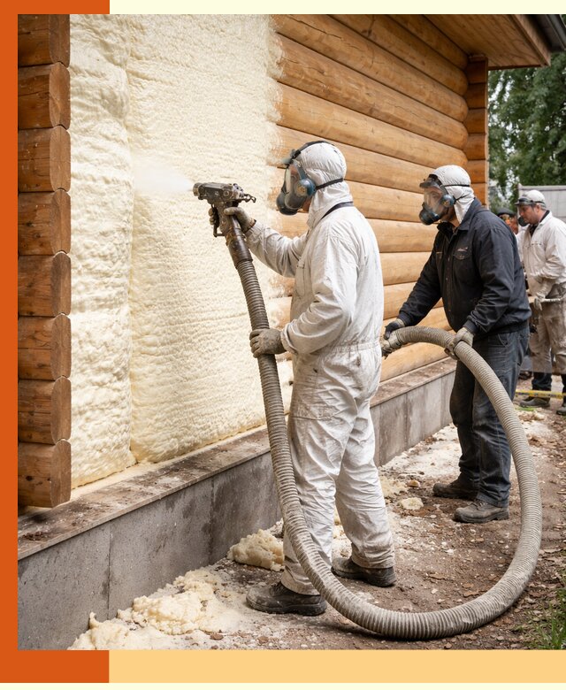 Утепление дома из бруса пенополиуретаном в Северске