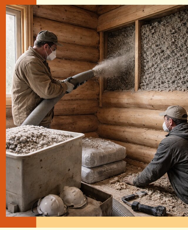 Утепление дома из бруса эковатой в Северске