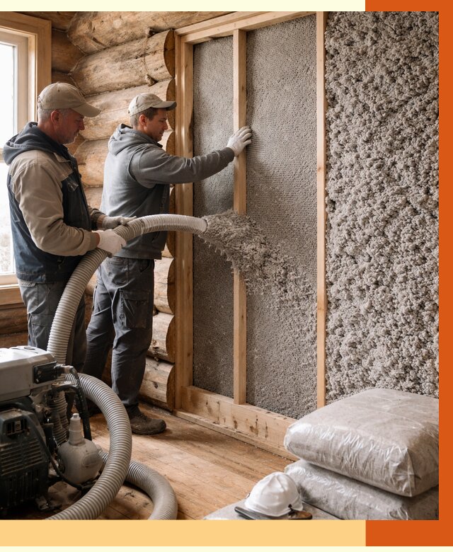 Утепление бревенчатого дома эковатой в Северске от 2859 руб. | ТепломастерСвк