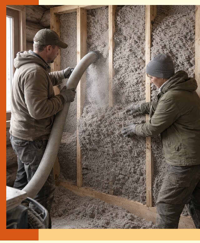 Утепление бревенчатого дома эковатой в Северске