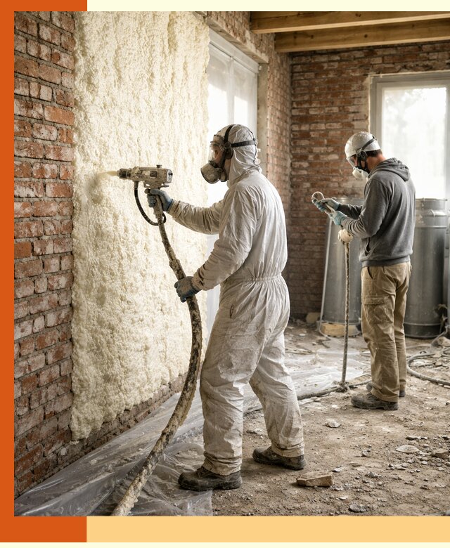 Утепление кирпичного дома пенополиуретаном в Северске