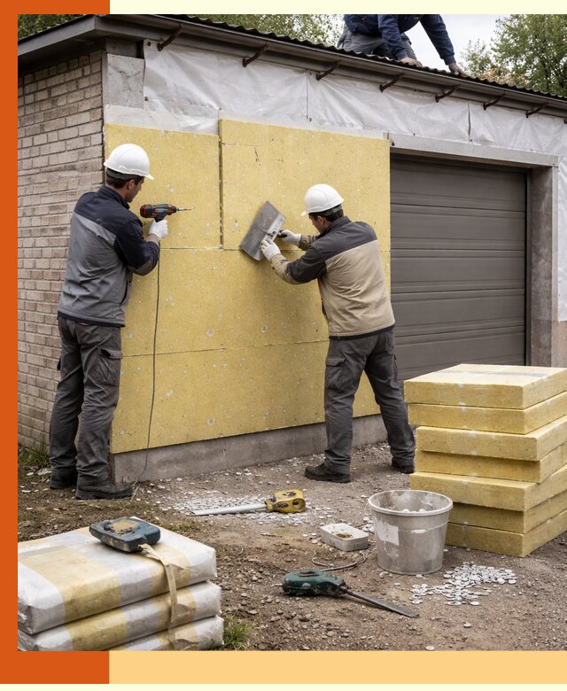 Утепление гаража снаружи в Северске качественно и надёжно