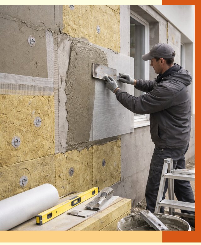 Утепление фасада под штукатурку в Северске от 4366 руб/м2 — монтаж пенопластом и минватой | ТепломастерСвк