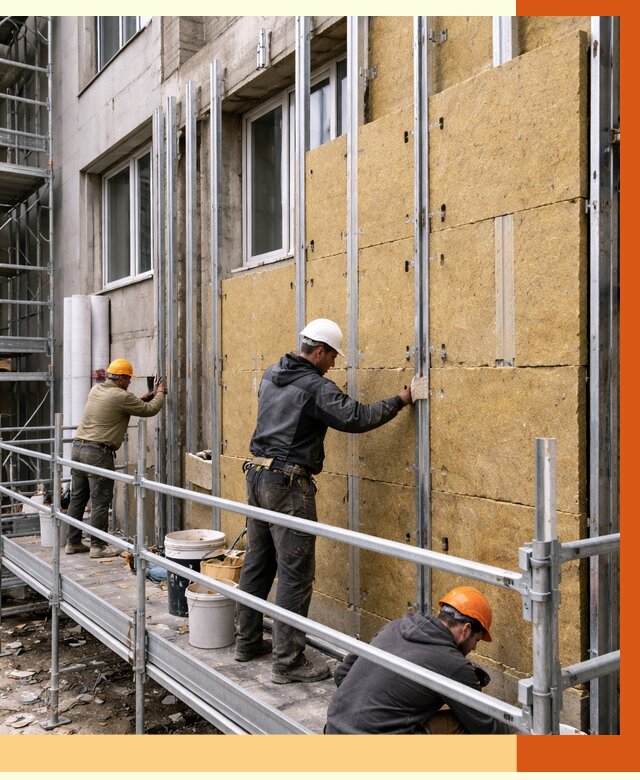 Утепление вентилируемого фасада в Северске от 5821 руб/м2 — монтаж и утепление вентфасад | ТепломастерСвк