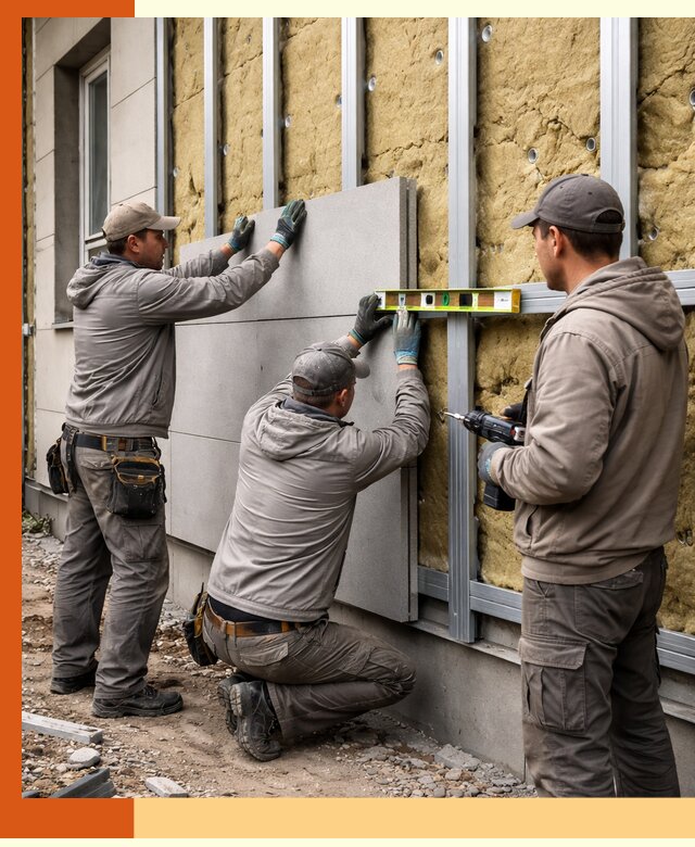 Утепление вентилируемого фасада под ключ в Северске