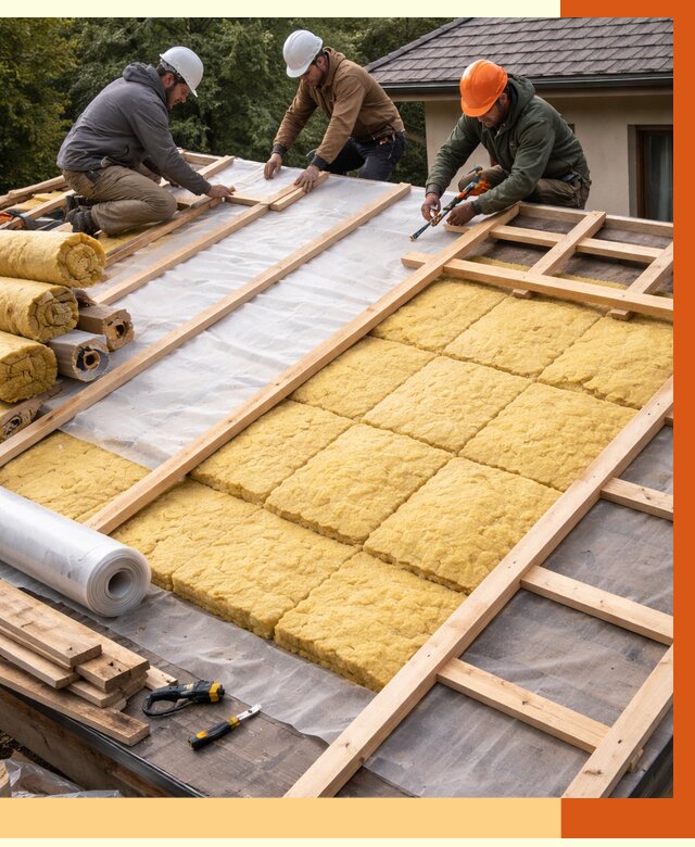 Утепление скатной крыши в Северске от 1299 руб./м2 под ключ | ТепломастерСвк