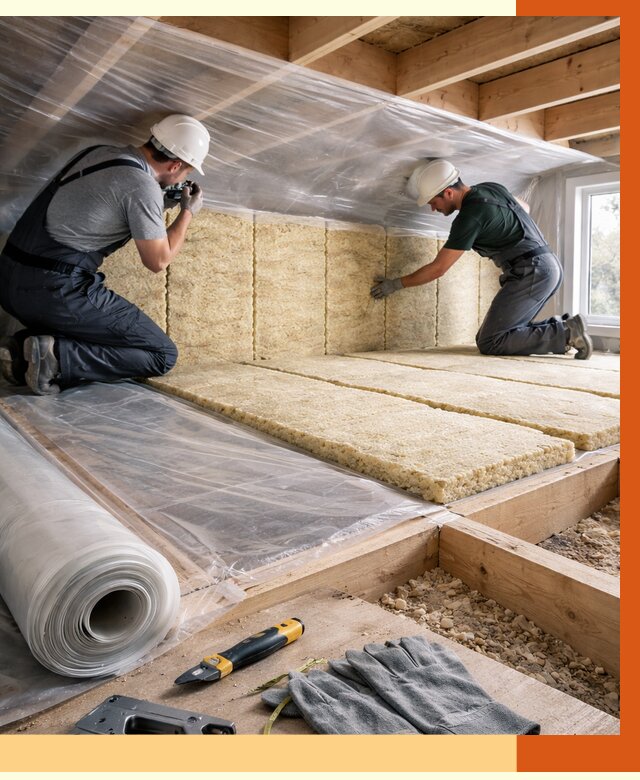 Утепление перекрытий в Северске от 2963 руб/м2 — утепление межэтажных и чердачных | ТепломастерСвк