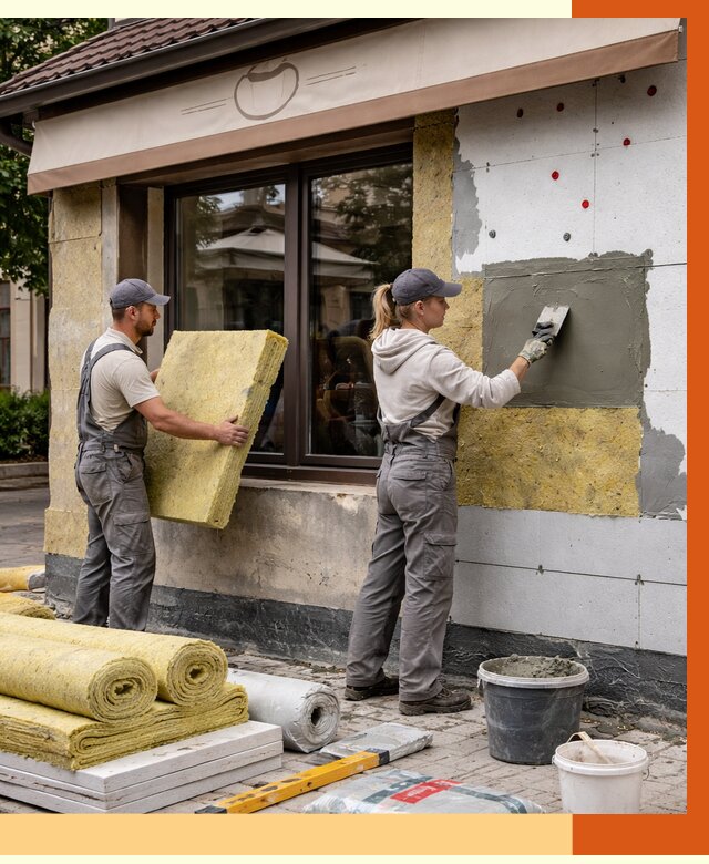 Утепление кафе в Северске от 4366 руб/м2 — комплексно под ключ | ТепломастерСвк