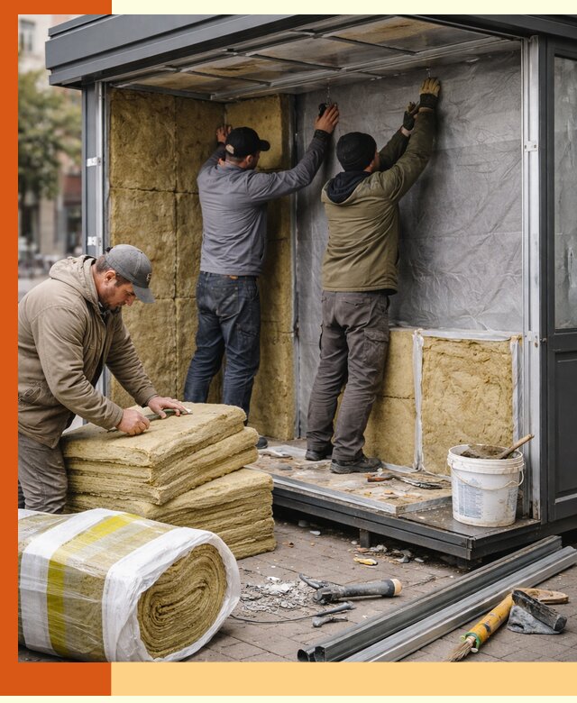 Утепление павильона шаурмы под ключ в Северске