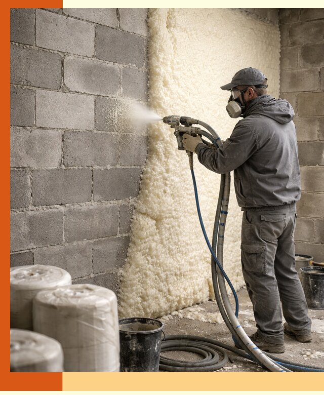 Утепление блочной стены ППУ в Северске качественно и надёжно