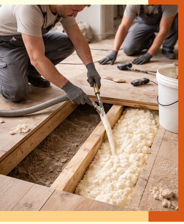 Заполнение пустот пола в Северске от 2807 руб. — утепление пустот пола под ключ | ТепломастерСвк