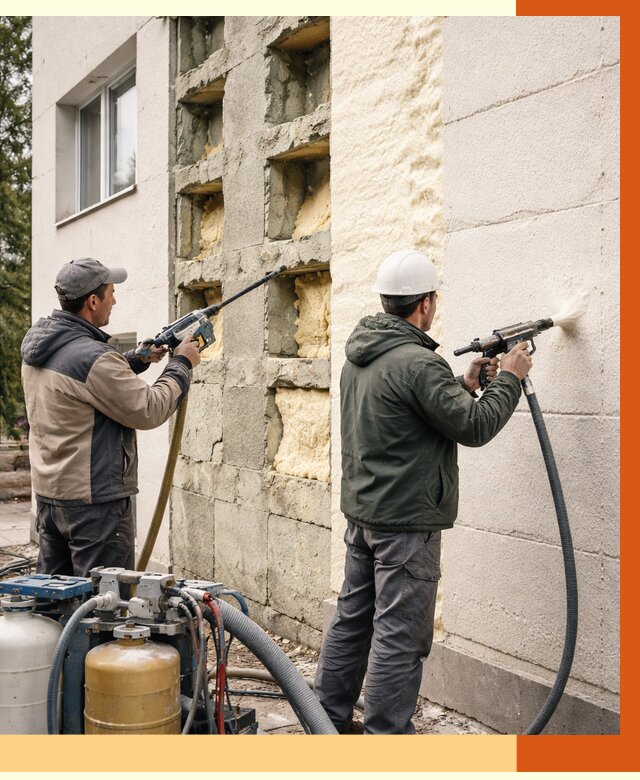 Заполнение пустот фасада в Северске от 4678 руб. — утепление пустот облицовки | ТепломастерСвк