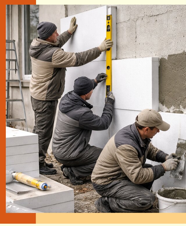 Утепление пенопластом наружных стен и фасадов в Северске