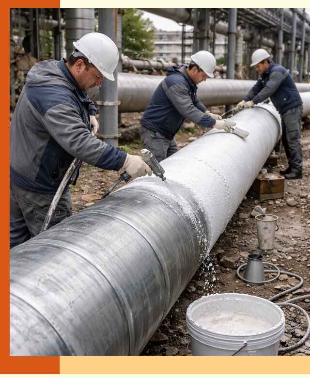 Утепление теплотрассы жидкой теплоизоляцией в Северске