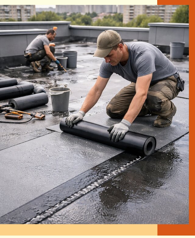 Гидроизоляция плоской кровли в Северске от 4678 руб./м2 — профессионально | ТепломастерСвк