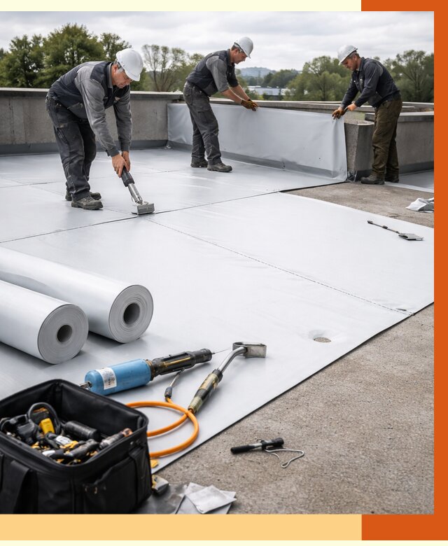 Гидроизоляция мембранной кровли в Северске от 7796 руб./м² — профессионально | ТепломастерСвк