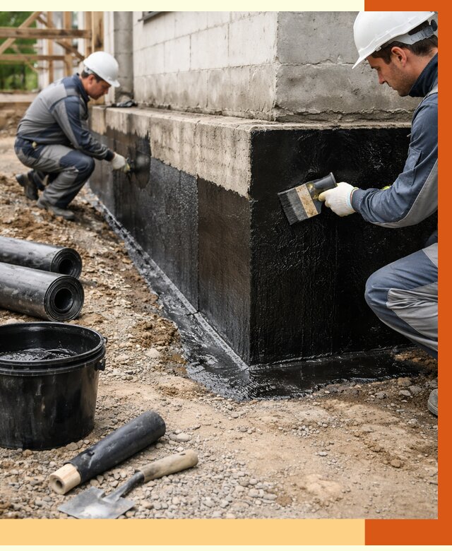 Гидроизоляция фундамента в Северске от 1299 руб. — профессионально, под ключ | ТепломастерСвк