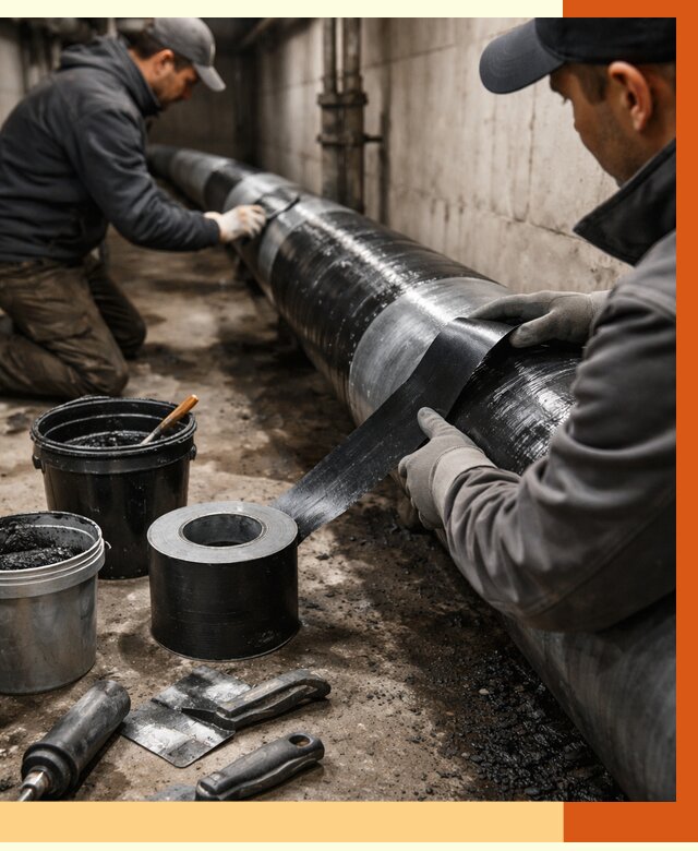 Гидроизоляция труб в Северске от 2599 руб. — профессиональная герметизация | ТепломастерСвк