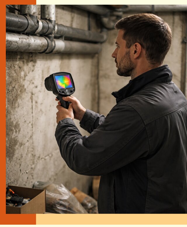 Тепловизионное обследование подвала в Северске для поиска утечек тепла