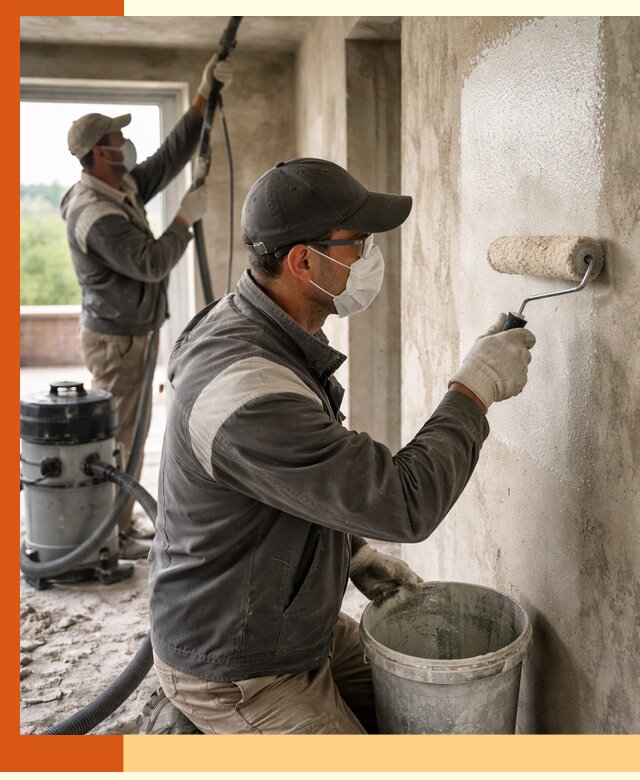 Подготовка поверхности под напыление утеплителя в Северске